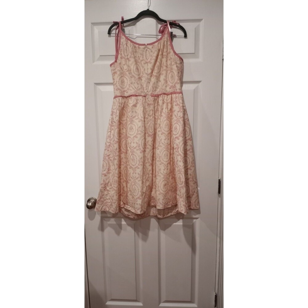 Gal Meets Glam Pink Toile Dress With Bow Tie Straps Size 14